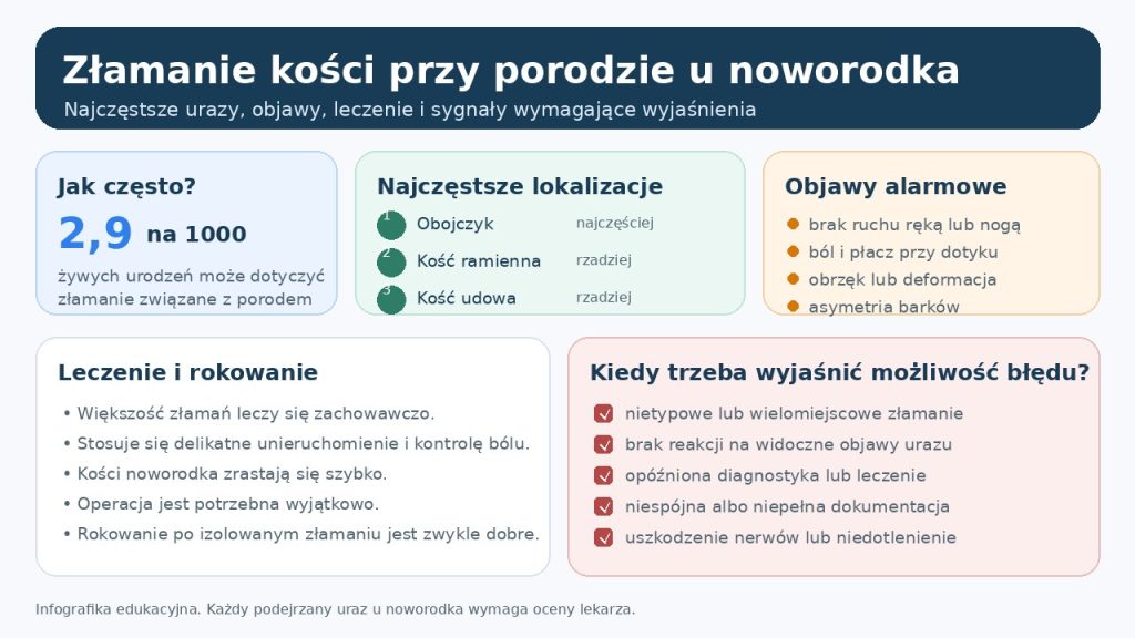 Złamanie kości przy porodzie u noworodka — rodzaje, leczenie i kiedy uraz oznacza błąd medyczny